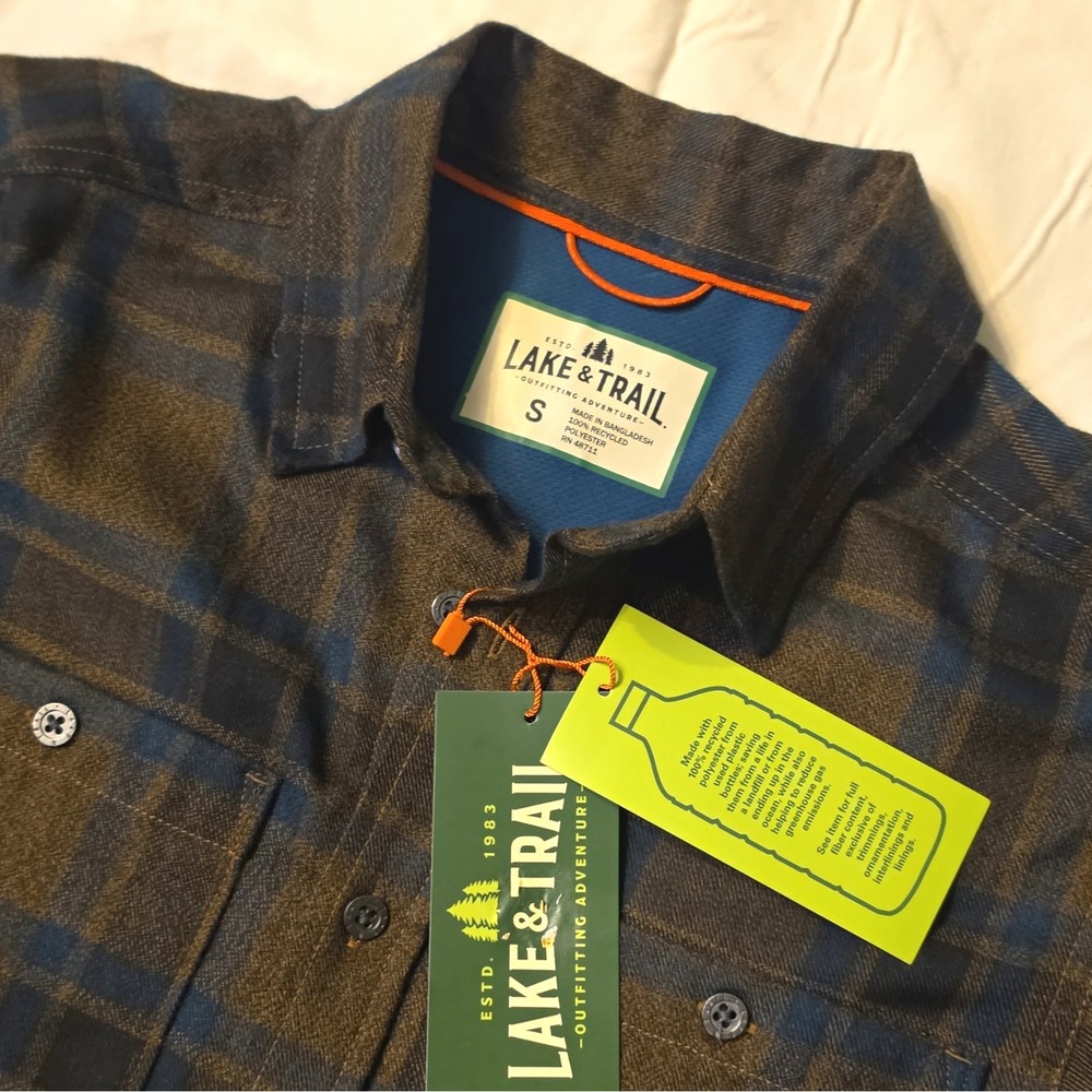 Lake & Trail Men's Plaid Flannel Long Sleeve Button-Up Shirt UPF Brown/Blue #21
